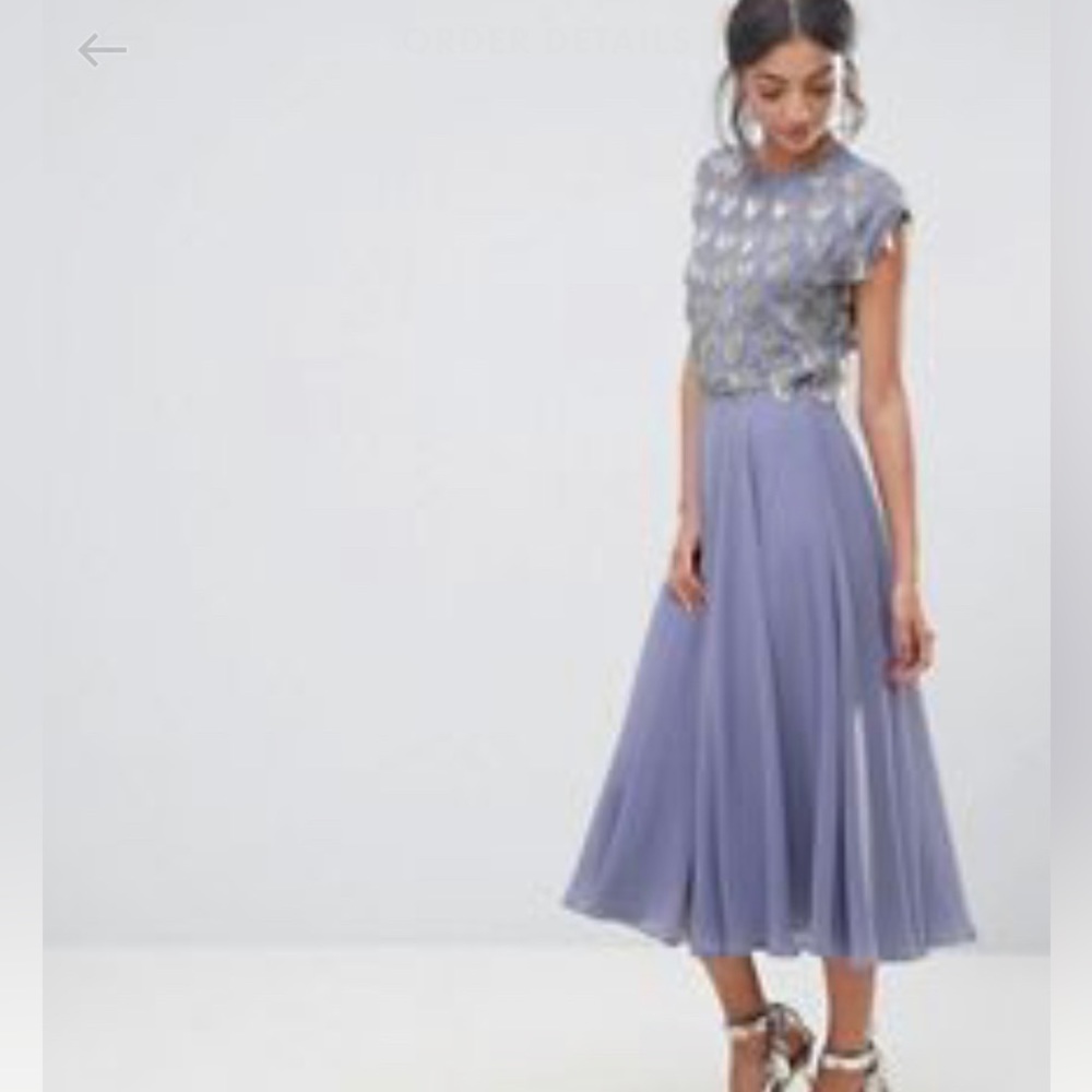 ASOS Tall Fringe Embellished Crop Top Midi Dress